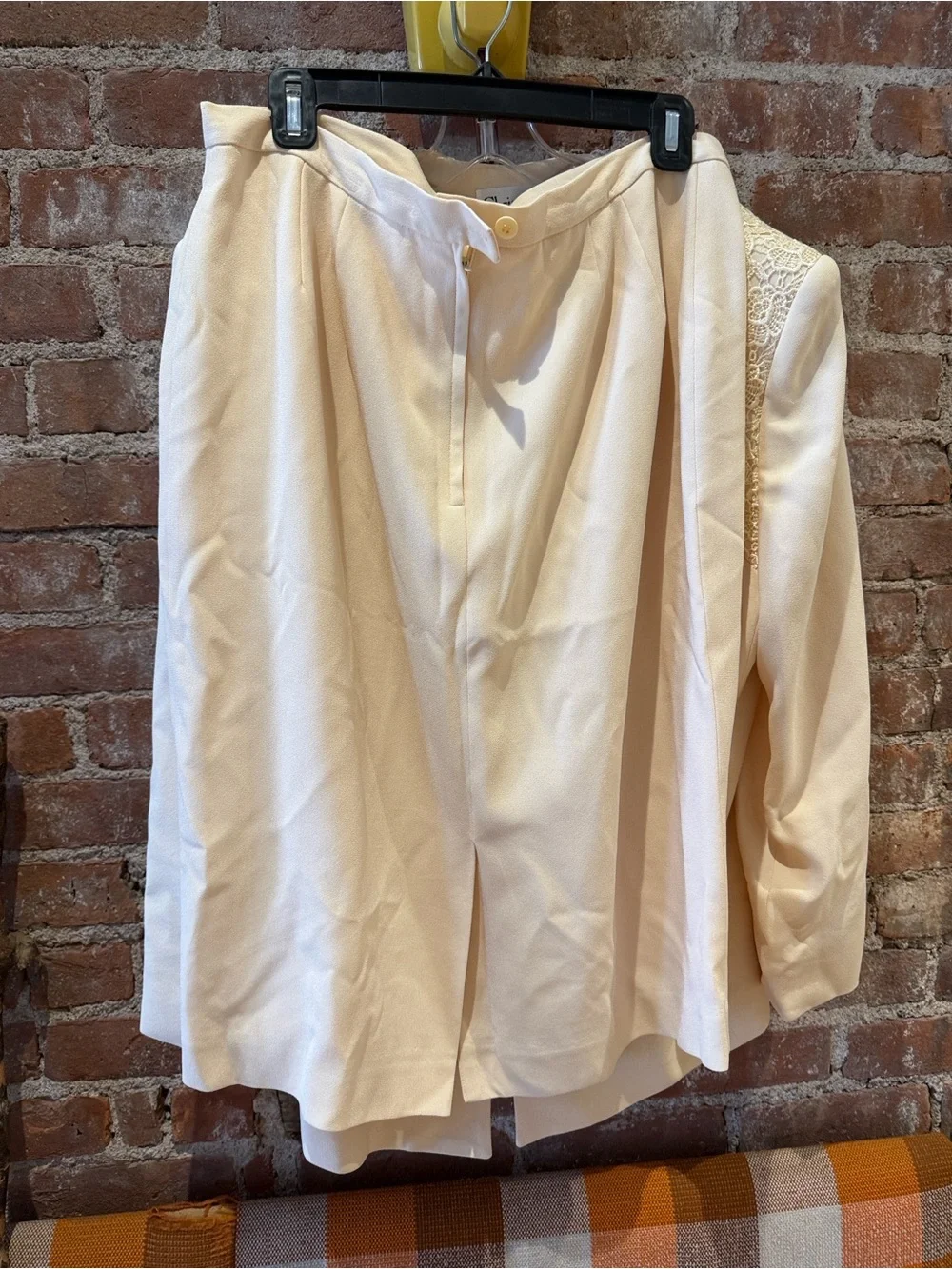 Vintage Christian Dior Cream Lace-Detail Women's Blazer and Skirt Suit